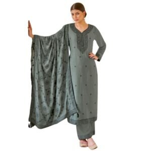 Elegant Beige Embroidered Women’s Salwar Kameez Set with Matching Dupatta