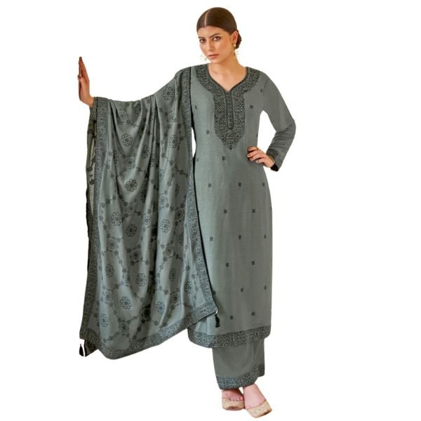 Elegant Beige Embroidered Women’s Salwar Kameez Set with Matching Dupatta