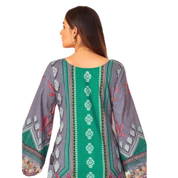 Gray Ethnic Printed Lawn Suit - Image 4