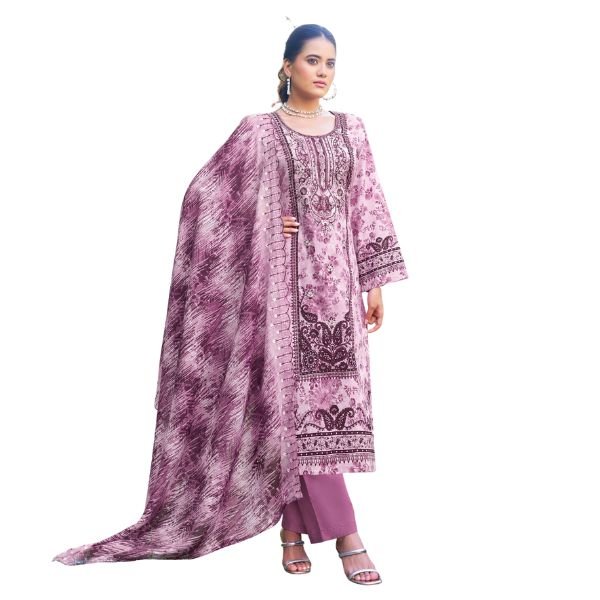 Elegant Pink Embroidered Lawn Suit with Dupatta - Image 2