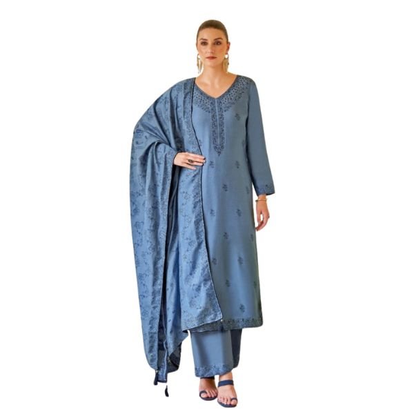 Elegant Beige Embroidered Women’s Salwar Kameez Set with Matching Dupatta - Image 6